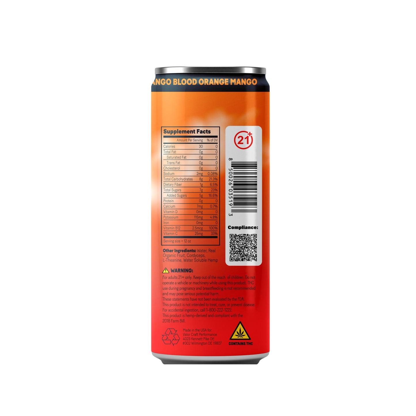 Full Case - 10 MG Levitate - Bingo Bango Blood Orange Mango (24x 12oz Cans)