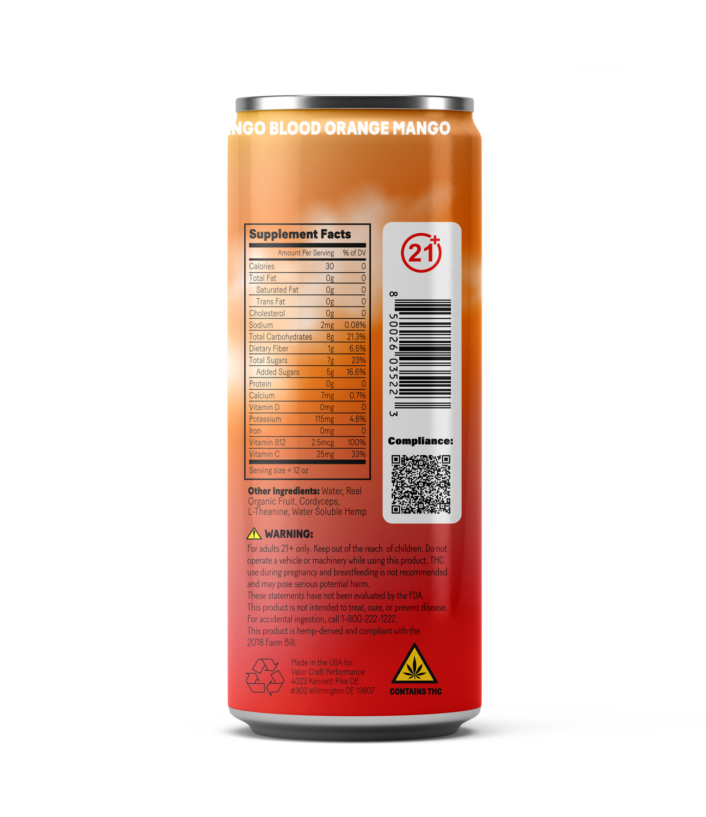 Full Case - 5 MG Levitate - Bingo Bango Blood Orange Mango (24x 12oz Cans)