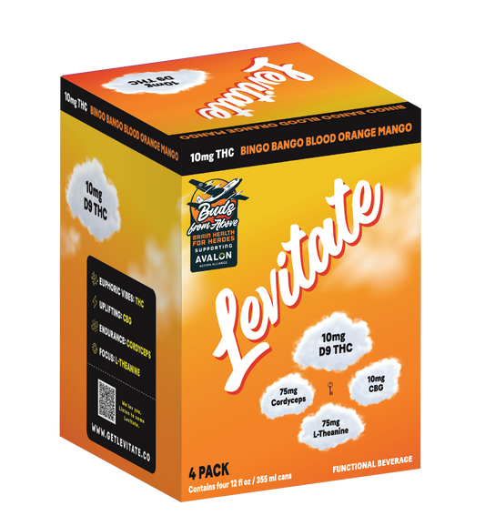 Full Case - 10 MG Levitate - Bingo Bango Blood Orange Mango (24x 12oz Cans)