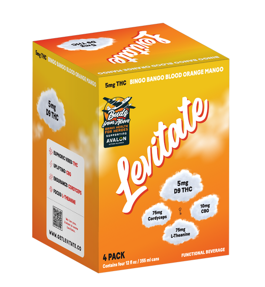 Full Case - 5 MG Levitate - Bingo Bango Blood Orange Mango (24x 12oz Cans)