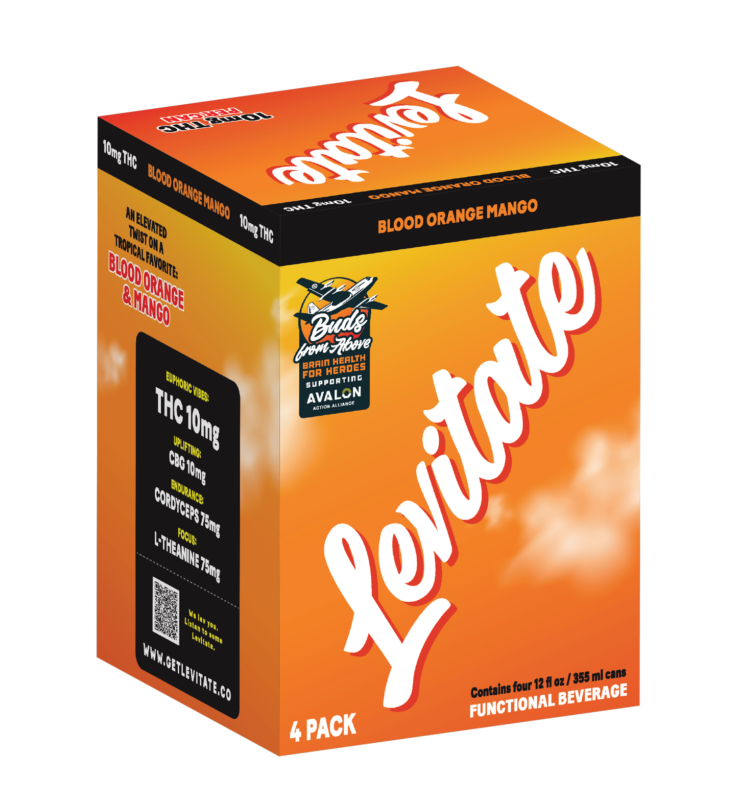 Full Case - 10 MG Levitate - Blood Orange Mango (24x 12oz Cans)
