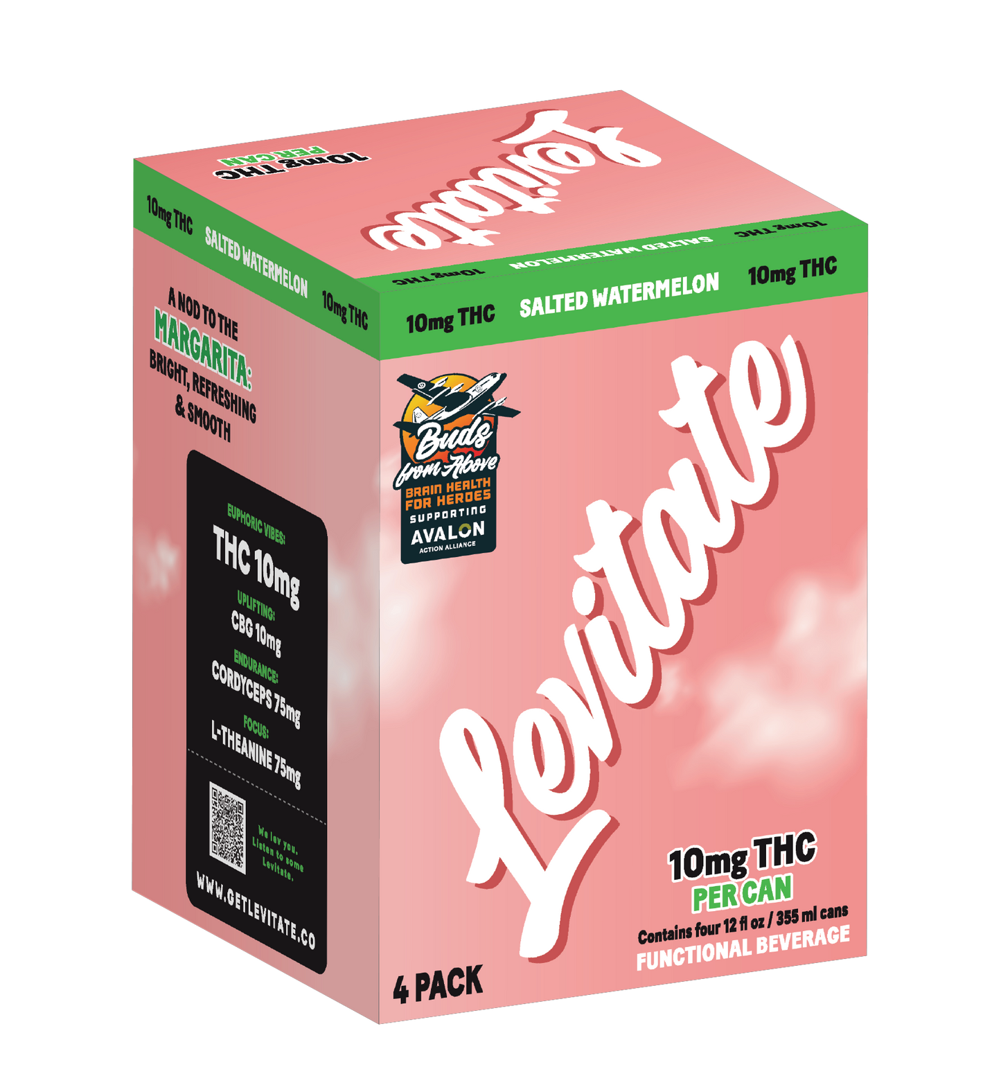 Full Case - 10 MG Levitate - Salted Watermelon (24x 12oz Cans)