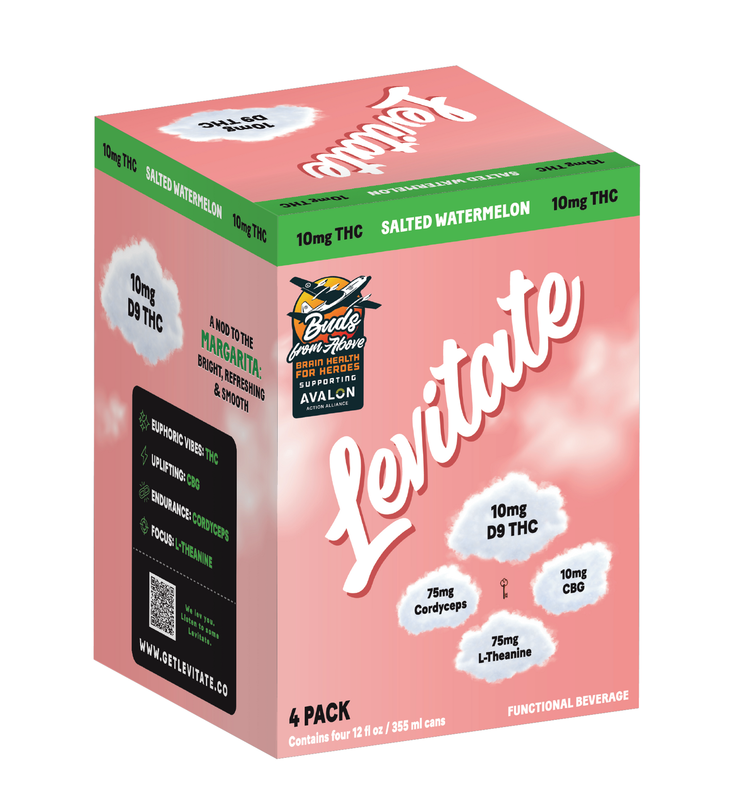 Full Case - 10 MG Levitate - Salted Watermelon (24x 12oz Cans)