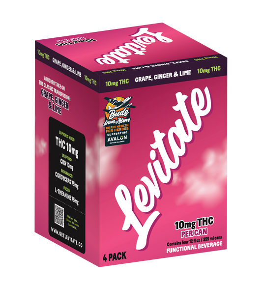Full Case - 10 MG Levitate - Grape, Ginger & Lime (24x 12oz Cans)