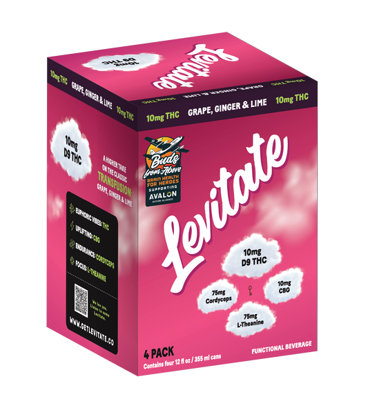 Full Case - 10 MG Levitate - Transfusion - Grape, Ginger & Lime (24x 12oz Cans)