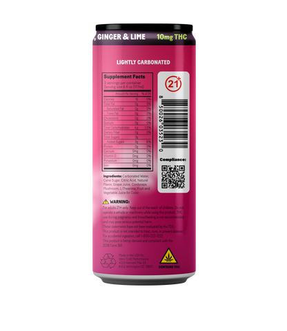 Full Case - 10 MG Levitate - Grape, Ginger & Lime (24x 12oz Cans)