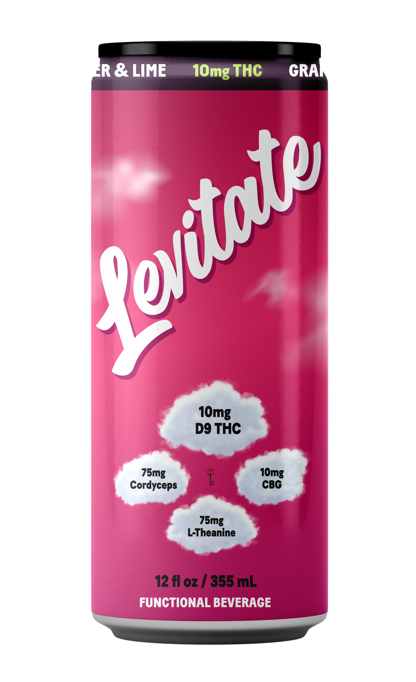 Full Case - 10 MG Levitate - Transfusion - Grape, Ginger & Lime (24x 12oz Cans)